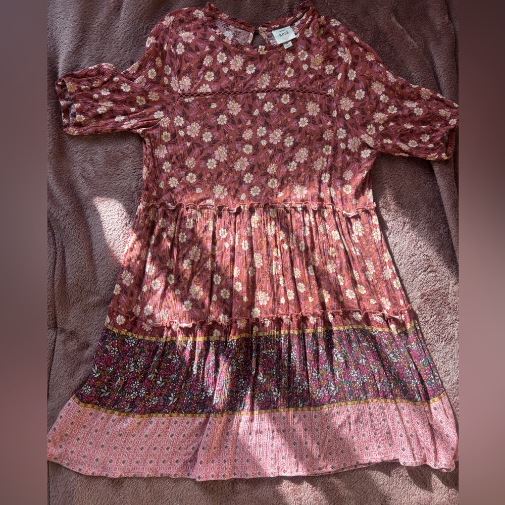 Knox Rose Floral Boho Tiered Dress Size Medium